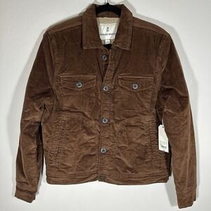 Mutual Weave Men's S Trucker Jacket Kona Brown Corduroy Sherpa Lined 363706